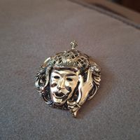 Versand möglich.  RAR Vintage Brosche, Gesicht, Maske Hand