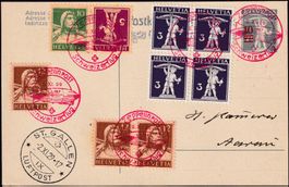 1929, attraktive ZEPPELIN-Frankatur mit 9 Marken +Ganzsache