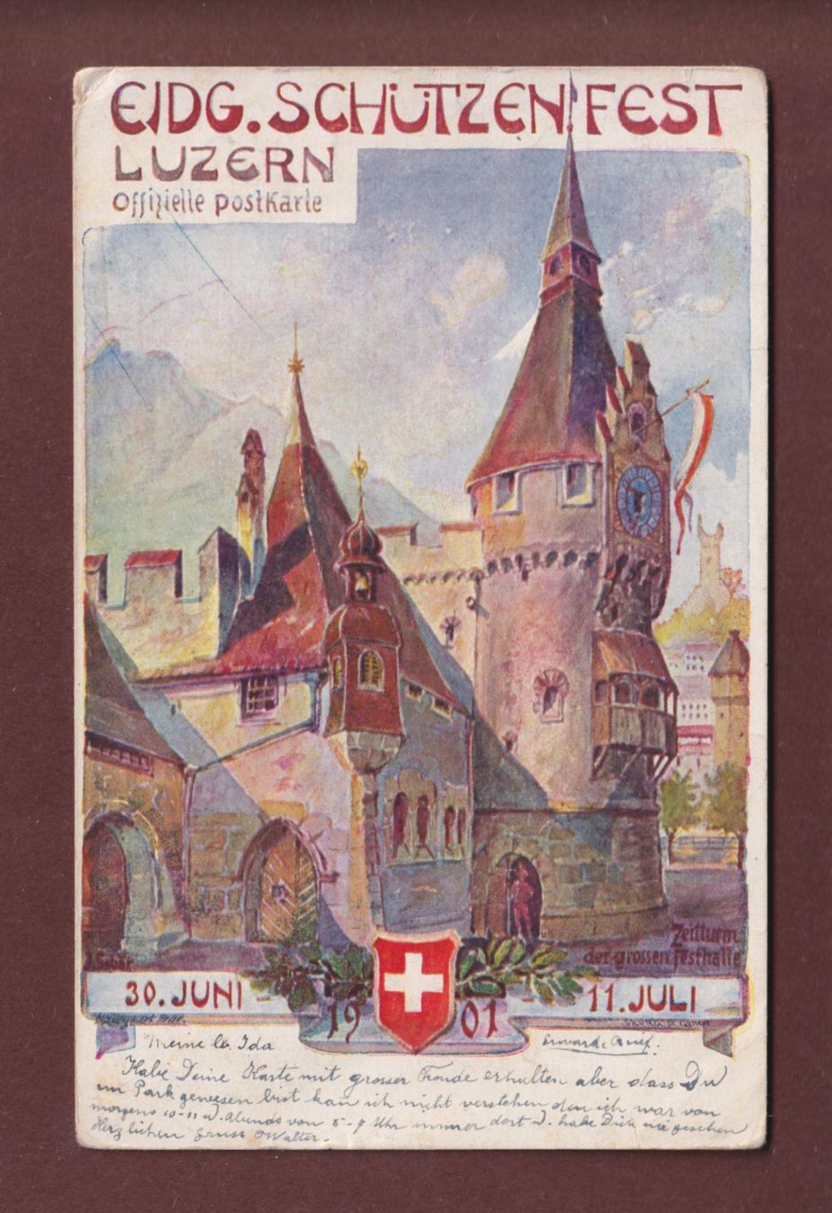 Cartoline postali: LUZERN - Schützenfest 1901 – Usato da Pully venduto da nicecards