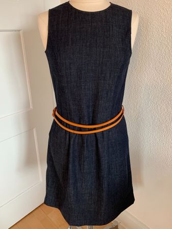 hessnatur Kleid, 100% Organic Denim, Gr. 34 mit Ledergürtel