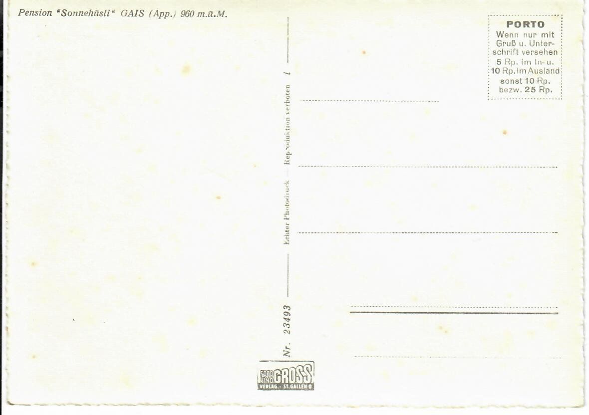 Cartoline postali: Pension Sonnehüsli Gais – Usato da Hochdorf venduto da Ziegel-16 1