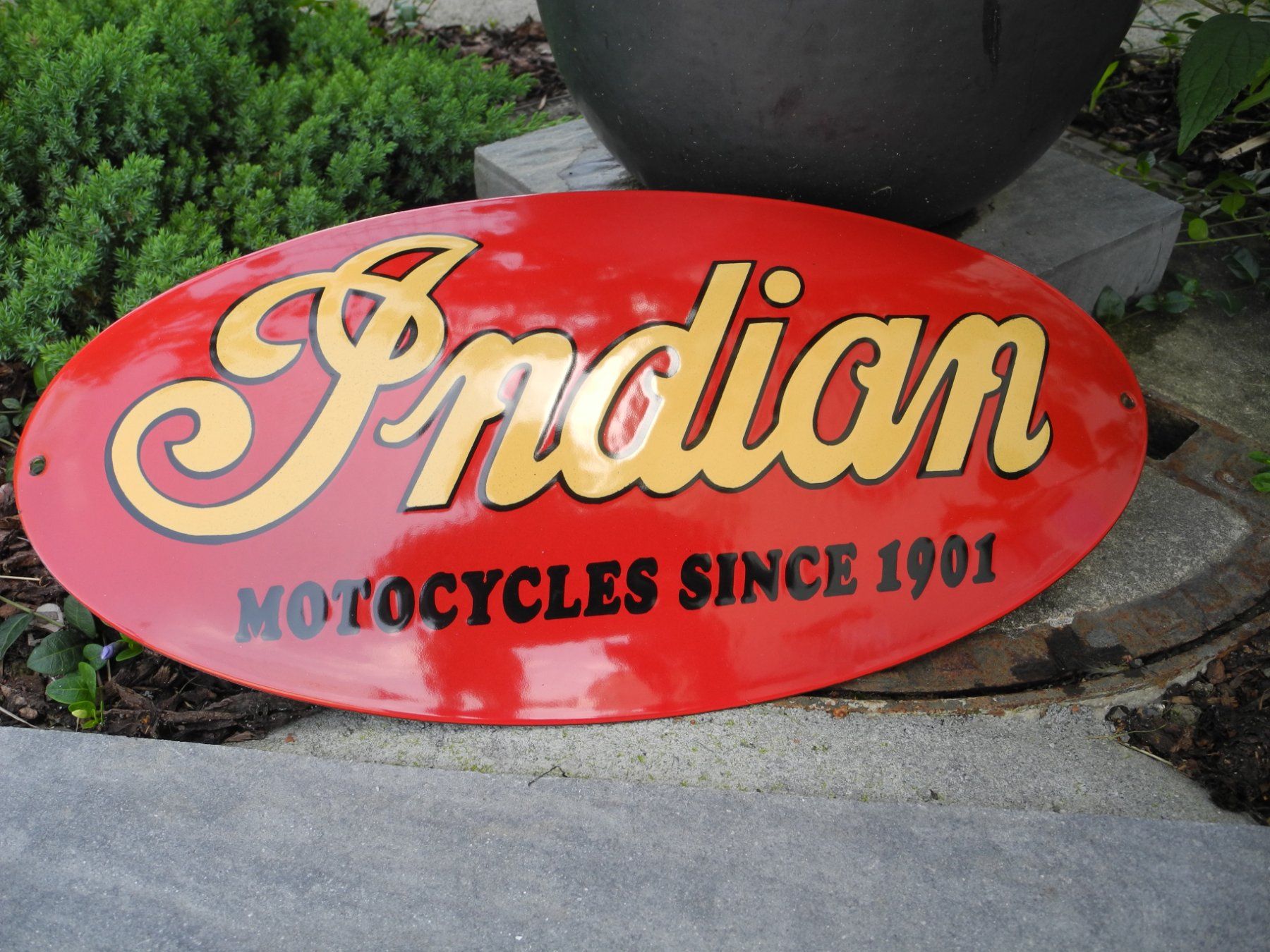 Indian Motorcycle Insegne: TOLLES INDIAN EMAILSCHILD – Nuovo (secondo la descrizione) da Reinach AG venduto da Huckleberrysix 1