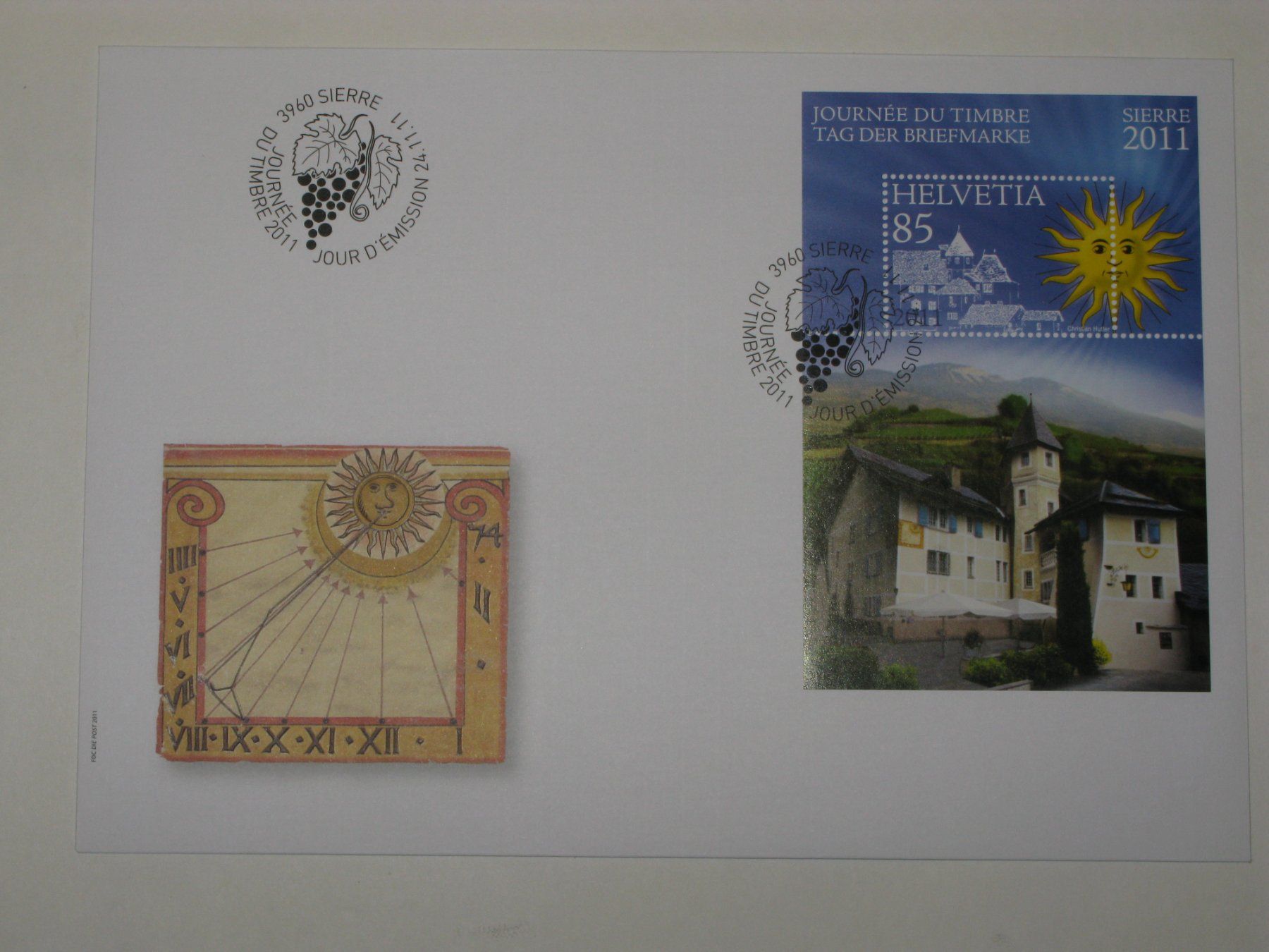 Tutti i francobolli: Sonderblock FDC " Tag der Briefmarke 2011 Sierre" – Usato da Riken AG venduto da HEROWE