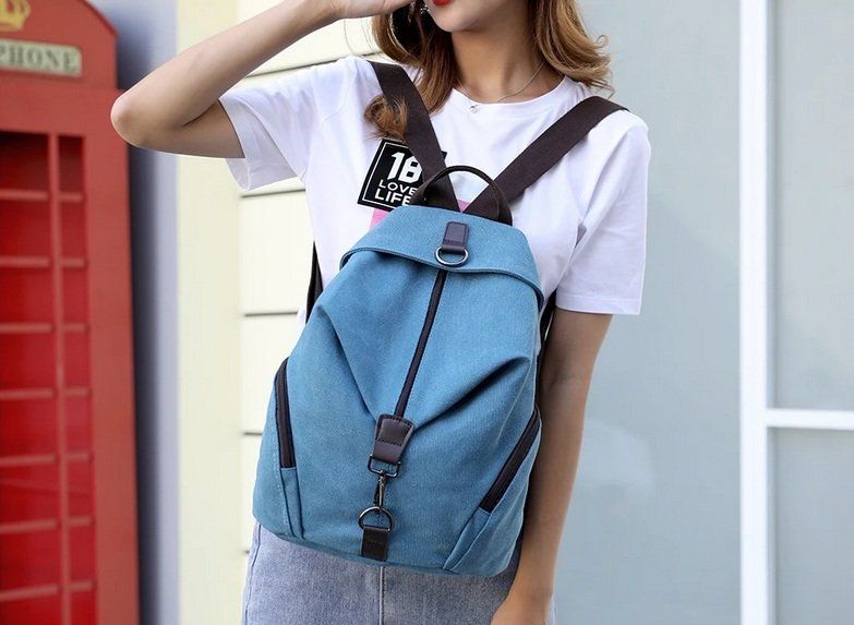 Rucksäcke: Vintage blue canvas backpack women girl – Neu und originalverpackt aus Lausanne von FASHION-WORLD-SHOP 3