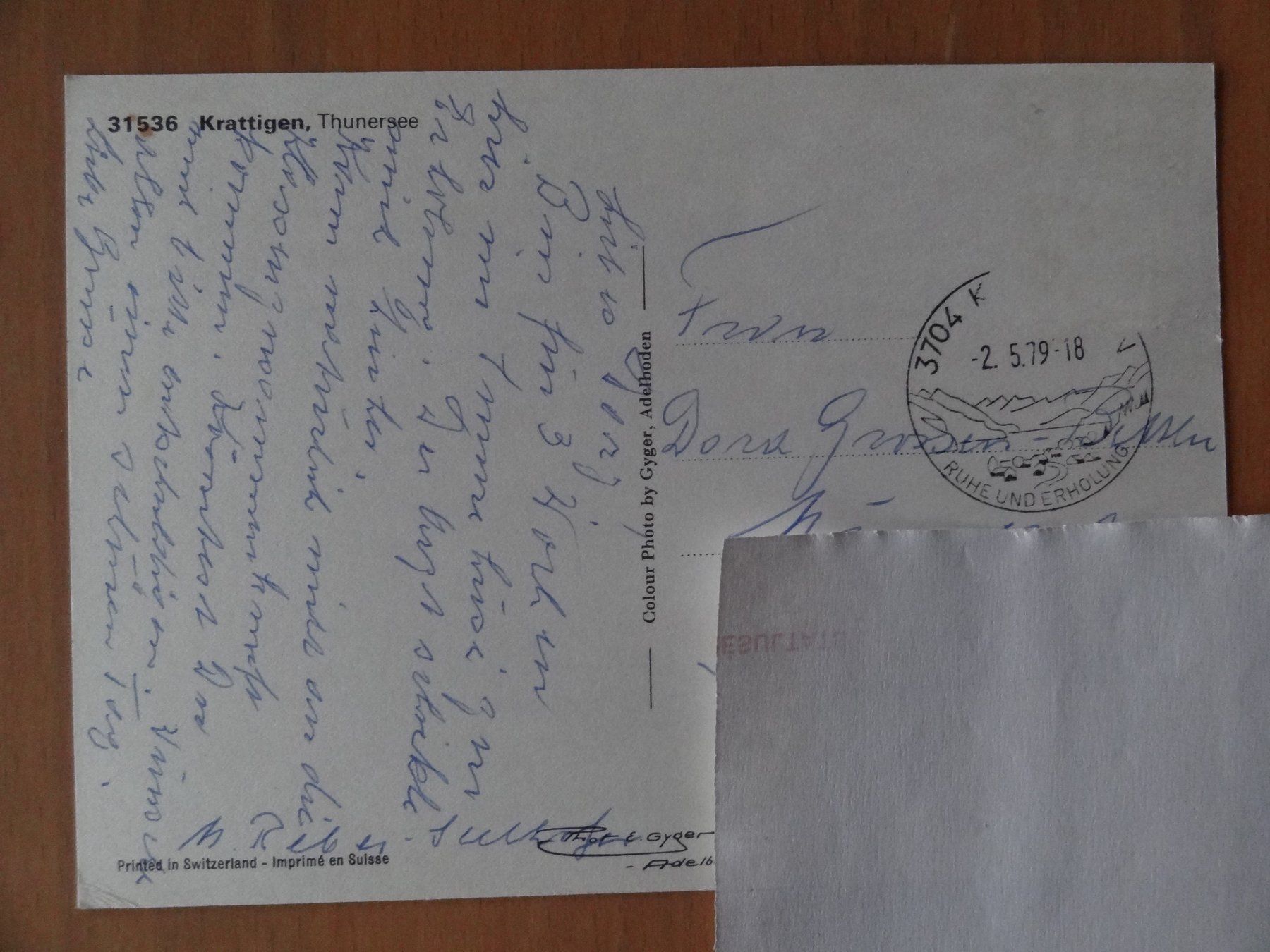 Cartoline postali: Krattigen, Thunersee - 1979 – Usato da St Léonard venduto da Riglin 1