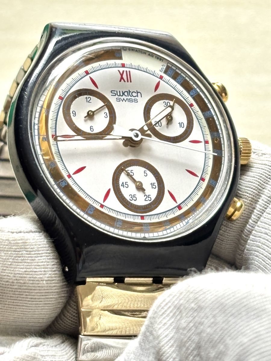 Swatch Orologi: Swatch Chronograph Uhr mit Metallband  – Usato da Grenchen venduto da chththl 4