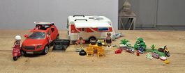 Playmobil Camping-Set mit Wohnwagen, Auto, Roller & Zubehör