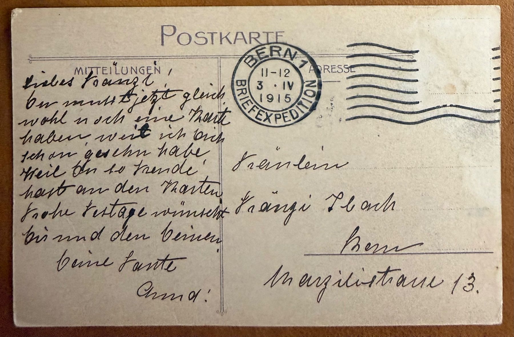Ansichtskarten: Bern - Mitteilungen - 1915 – Gebraucht aus Lutry von Ediego 1