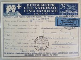 AB46) 1930, Flugkate 1.VIII, Genf - Zürich