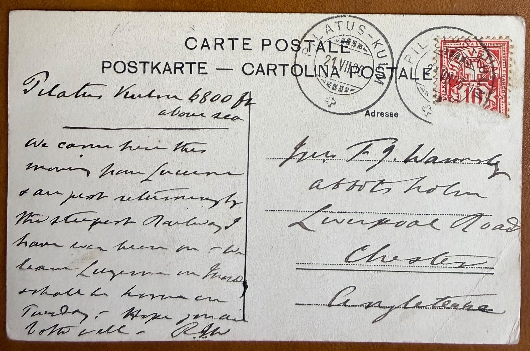 Cartoline postali: Pilatusbahn mit Hotel Pilatus 1906 – Usato da Lutry venduto da Ediego 1