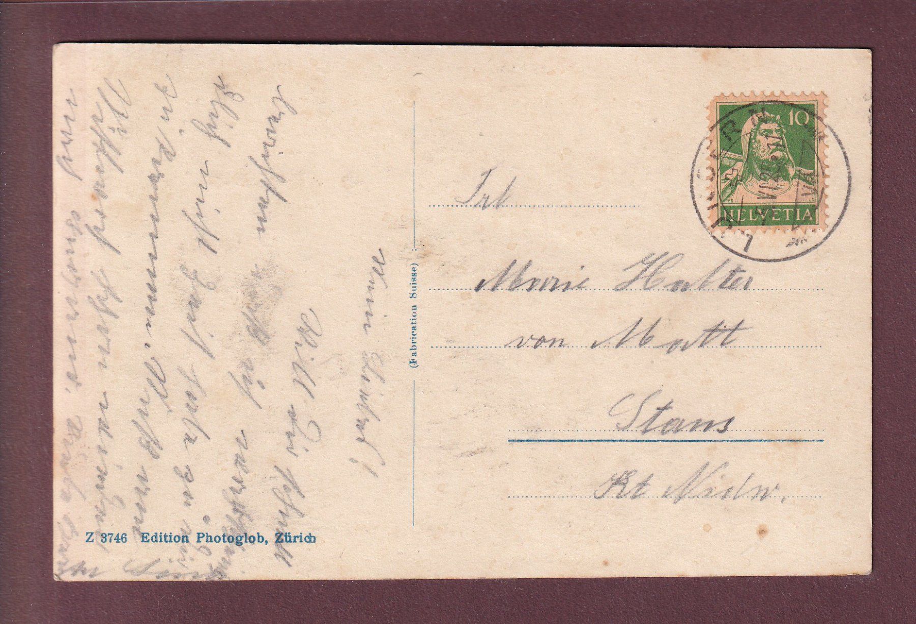 Ansichtskarten: Am LUNGERNSEE - 1925 – Gebraucht aus Pully von nicecards 1