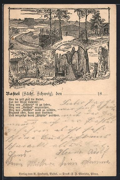 Cancelleria postale: Litho Bastei /Sächs. Schweiz, Hotel, Ba – Usato da Berlin venduto da bartko-reher