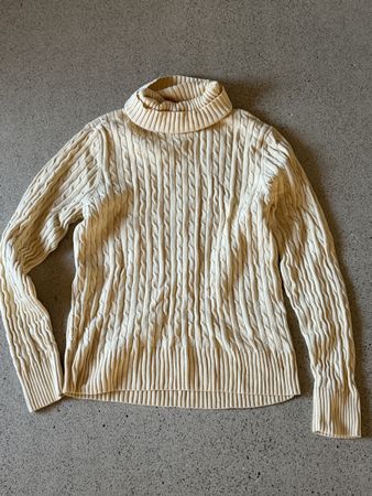 Pull Jeanne Pierre col roulé beige 100% coton taille L