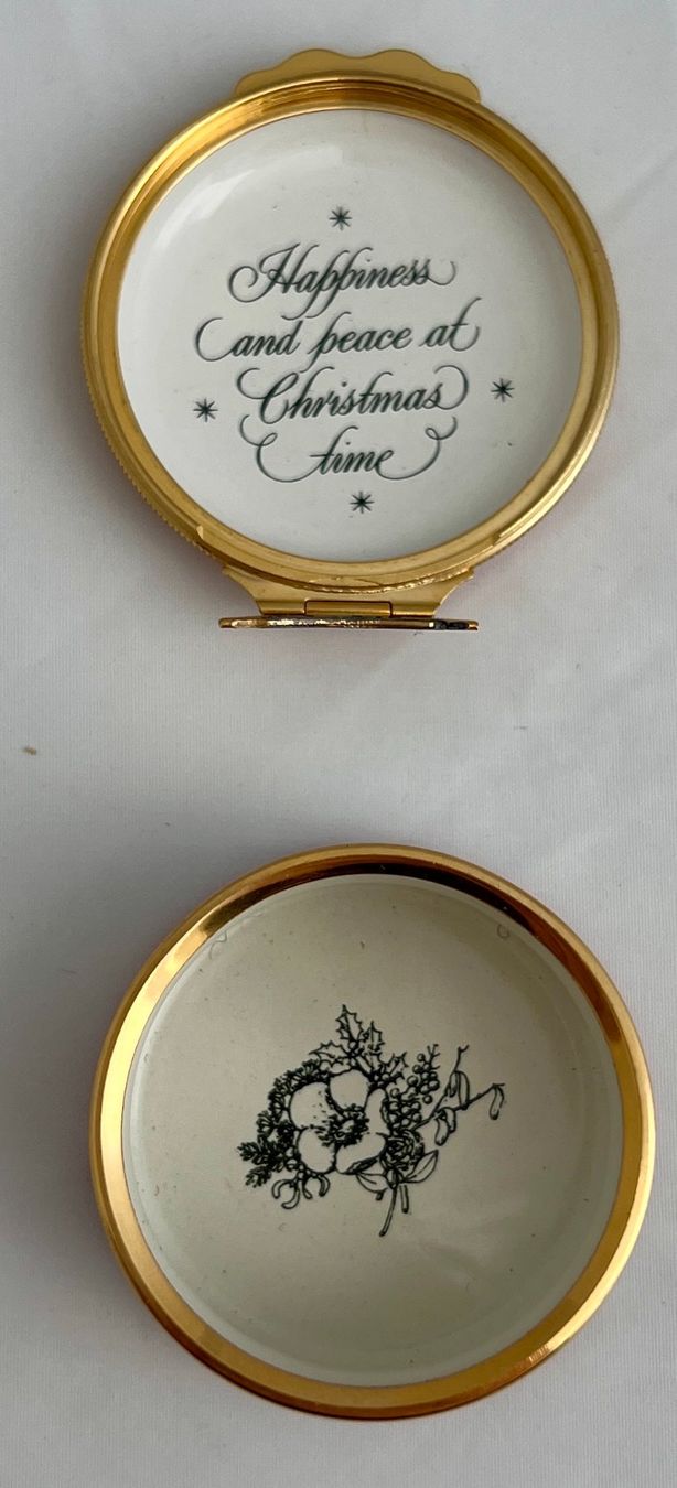 Contenitori & Simili: Halcyon Days Enamels, handbemaltes Weihnachtsdöschen, 1983 – Difettoso da Zürich venduto da Drahtzug 3