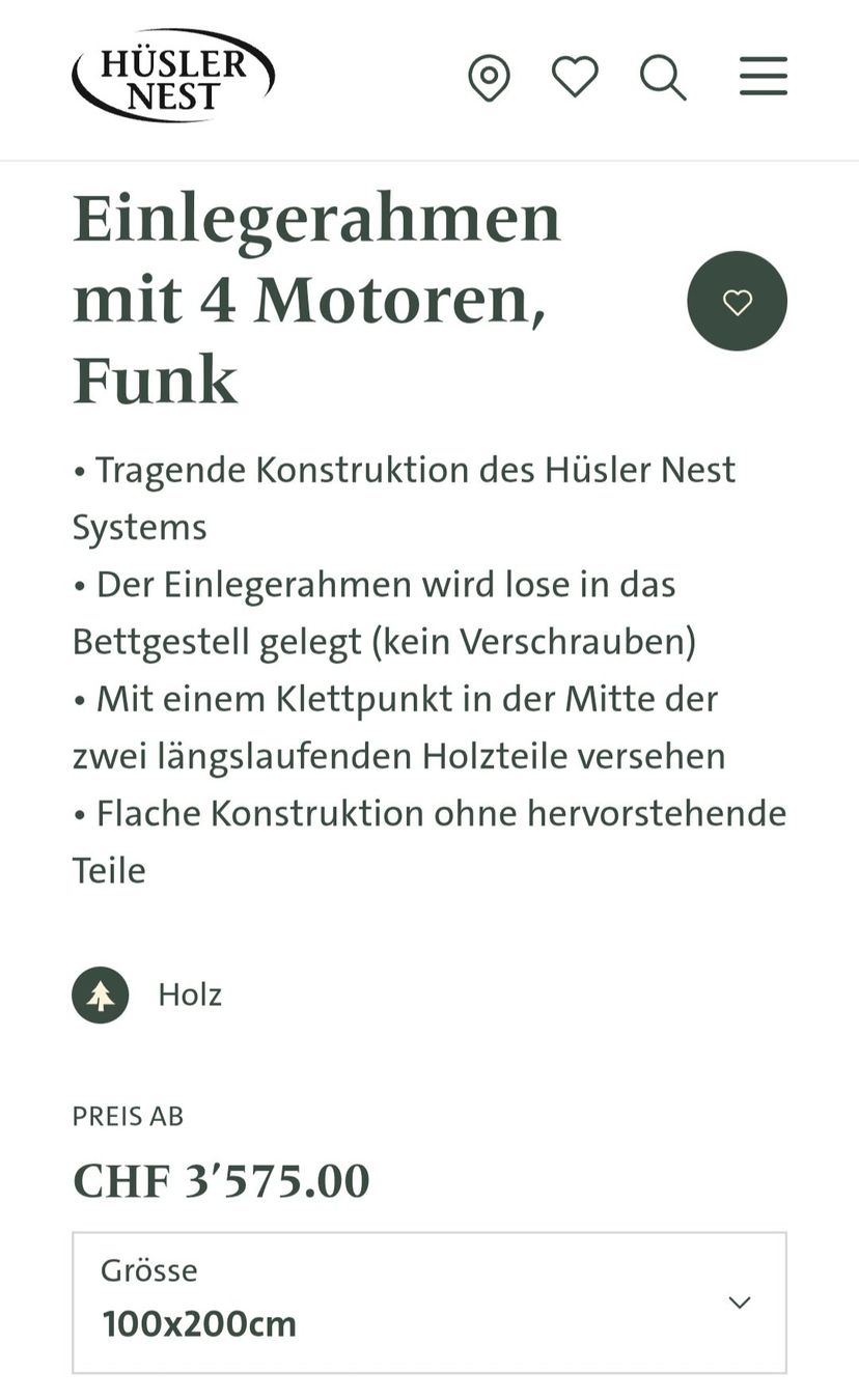Hüsler Nest Reti a doghe: Einlegerahmen mit Motor – Usato da Muttenz venduto da Jan4102 2