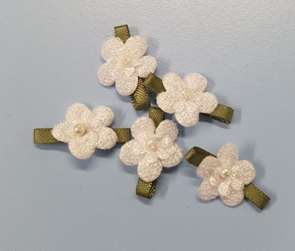 Haarschmuck: 5 fleurs bouclées BLANCHE 13 mm – Neu und originalverpackt aus St-Imier von goodber