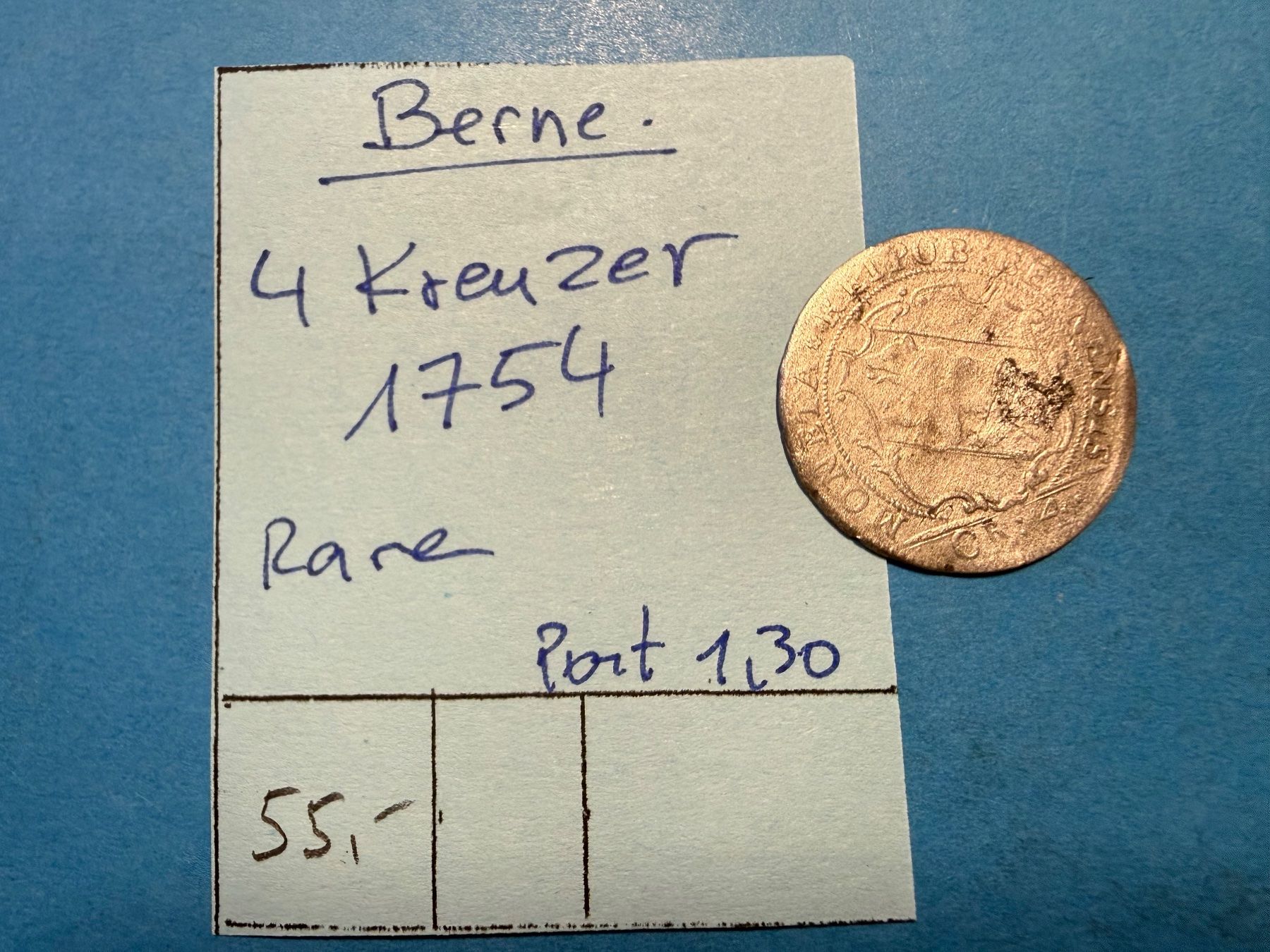 Alle Münzen: BERNE : 4 KREUZER 1754 - rare – Gebraucht aus genève von GEnumist