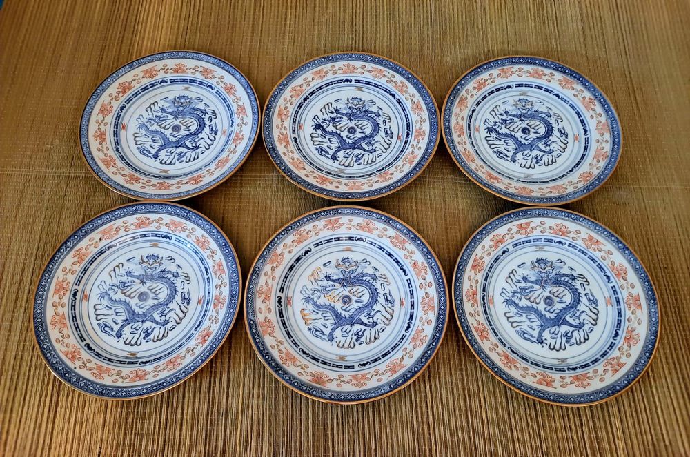 Assiette Ancienne Chine Dynastie Qing Fin XIXe - Dragon 5 Griffes - Porcelaine