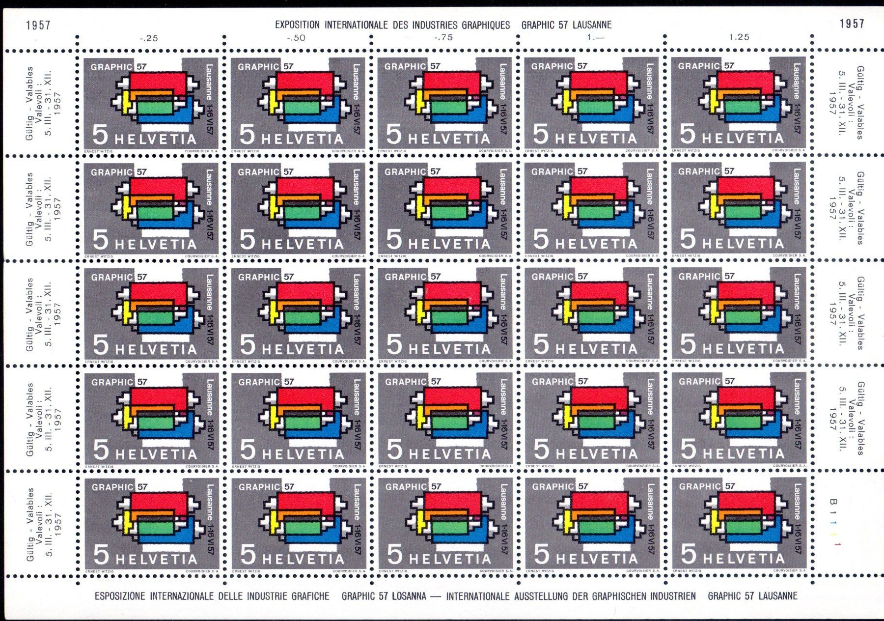 Tutti i francobolli: INT. AUSSTELLUNG DER GRAPHISCHEN INDUSTRIEN BOGEN POSTFRISCH – Nuovo (secondo la descrizione) da Losone venduto da EM2019