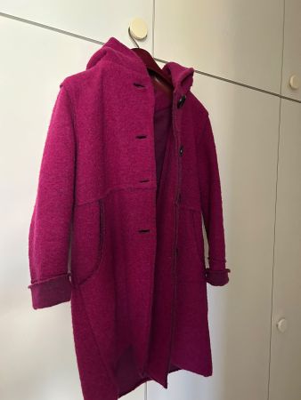 Giacca in lana fucsia con cappuccio tg.L