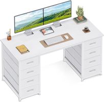 Schreibtisch mit 8 Schubladen Computertisch Weiss 120cm