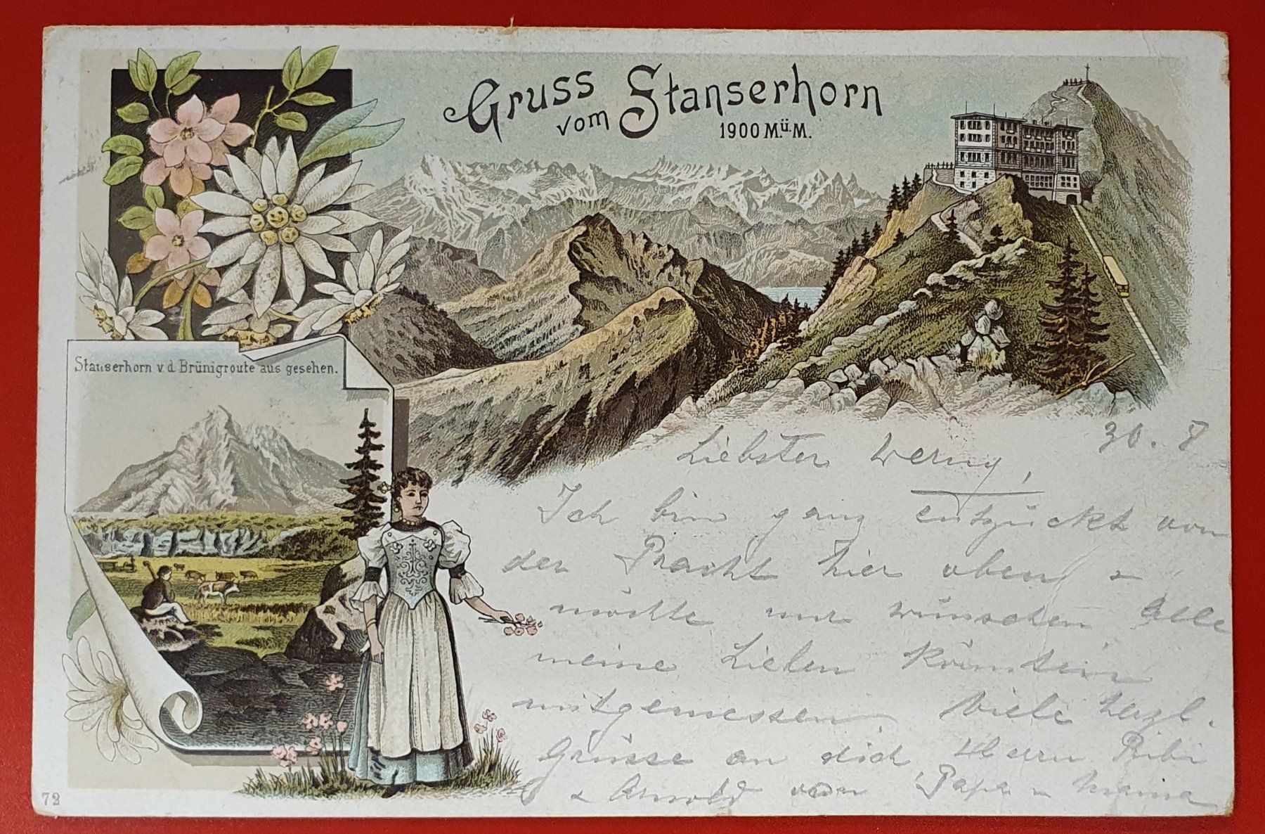 Cartoline postali: Gruss vom Stanserhorn 1897 – Usato da Kreuzlingen venduto da Rschweiz1