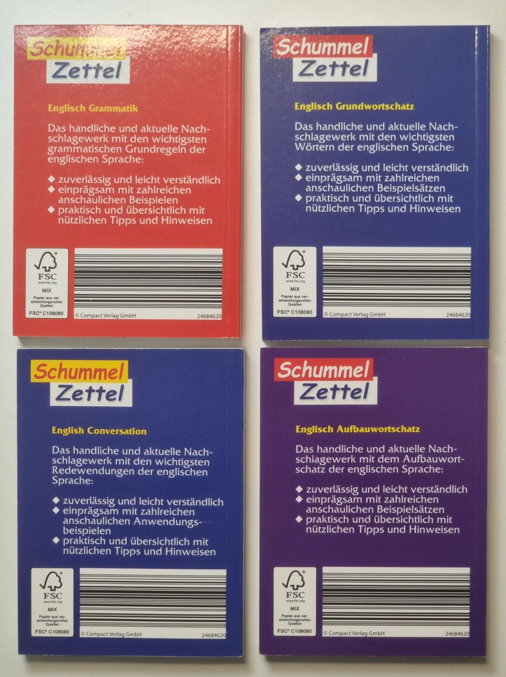 Libri: 4x Englisch SCHUMMELZETTEL Grammatik Wortschatz Conversation – Nuovo (secondo la descrizione) da Dürnten venduto da Bachtelrider_ 2