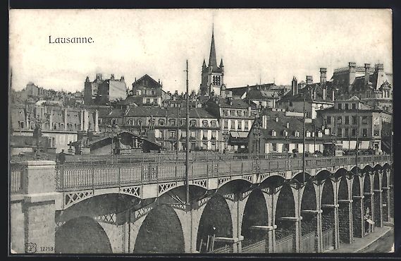 Cartoline postali: AK Lausanne, Teilansicht mit Brücke – Usato da Berlin venduto da bartko-reher