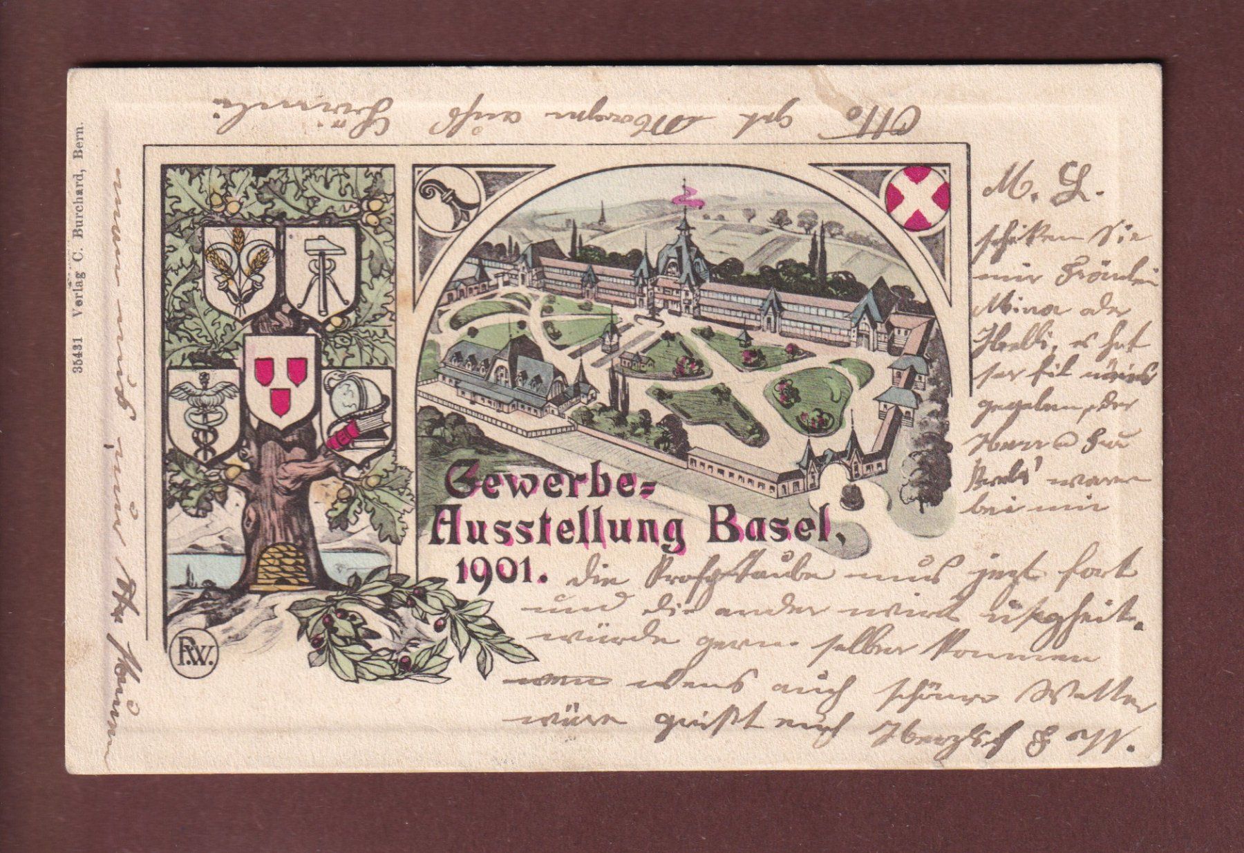 Cartoline postali: BASEL - Gewerbe Ausstellung 1901 – Usato da Pully venduto da nicecards