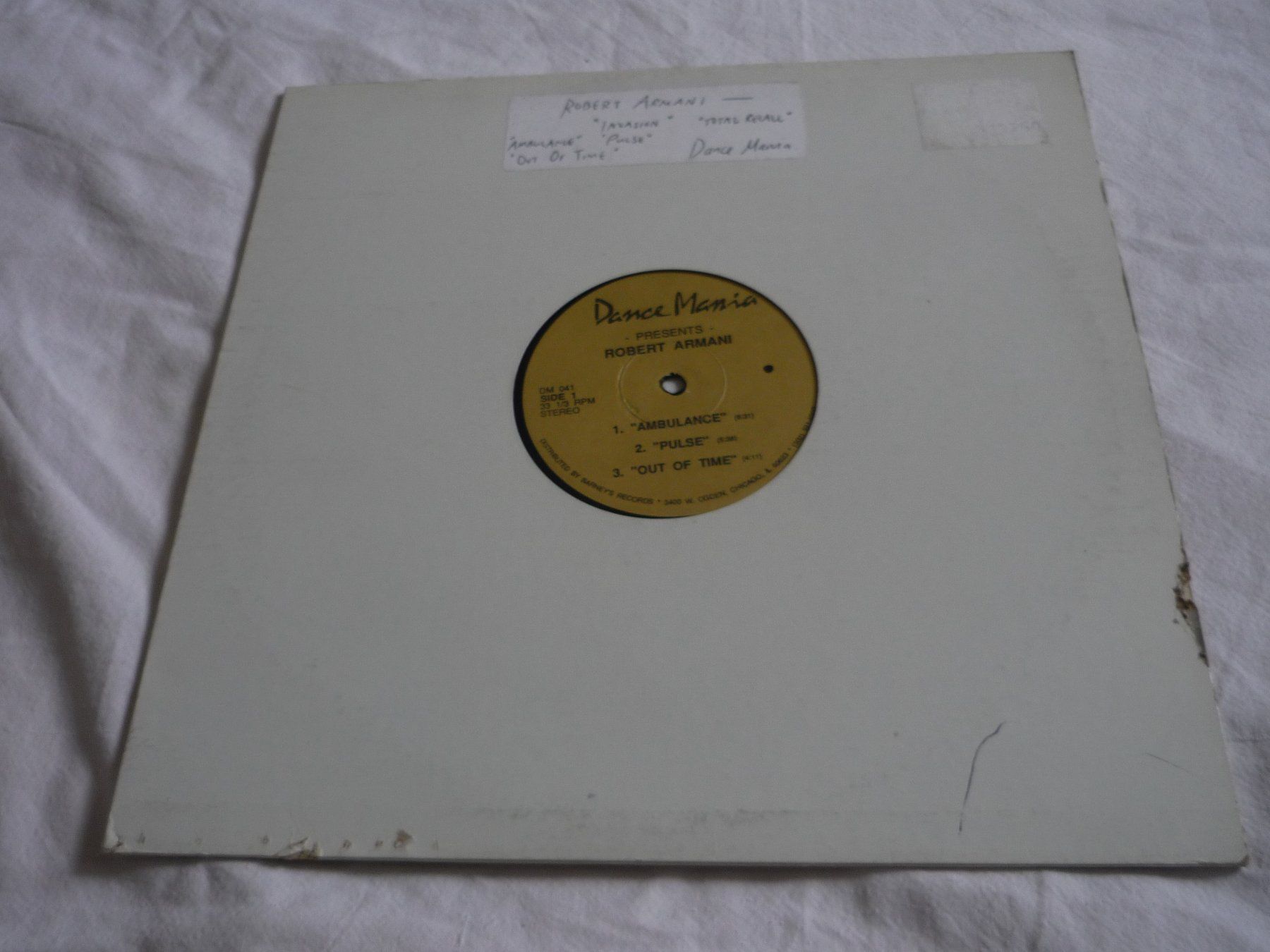 Dischi in vinile: Rare Techno Vinyl - Robert Armani - ambulance - dance mania – Usato da Beringen venduto da Flatretriever