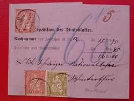 1881, 22Rp.-Streifband-Frankatur nach Winterthur +3Marken!