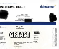 2 Tickets Grease Freitag 17.7. 20 Uhr