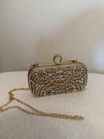 Abendtasche Clutch goldfarben mit Steinen neuwertig