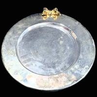 Silber Teller Platzteller 30cm 🌟 Gold Schleife Deko Antik✨