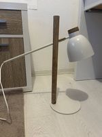 Lampe de table design bois & métal blanc  Très bon état