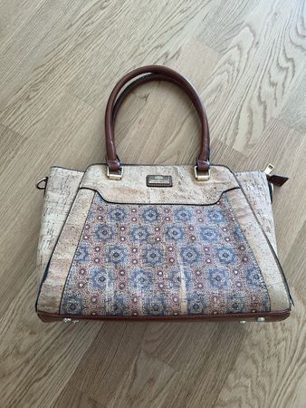 Edle Kork Handtasche mit Muster, Top Zustand für Herbst! (58