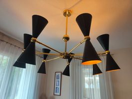 Deckenlampe Gold- Schwarz 7-flammig guter Zustand