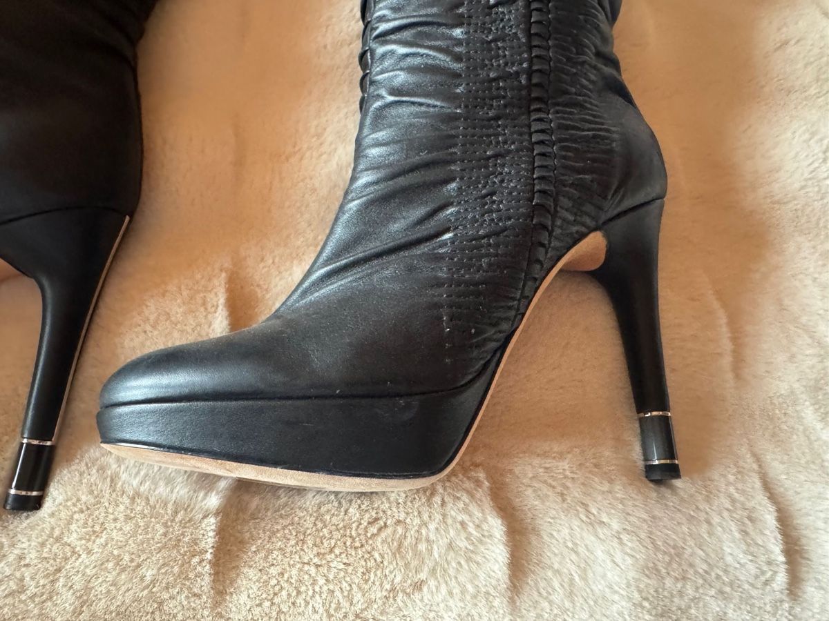 Dior Damenschuhe: Dior Black Leather High Heel Platform Boots 39 – Gebraucht aus Luzern von Antiquesonline 2