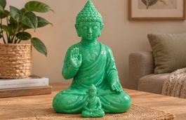 Buddha-Figur grün stilvolle Dekoration