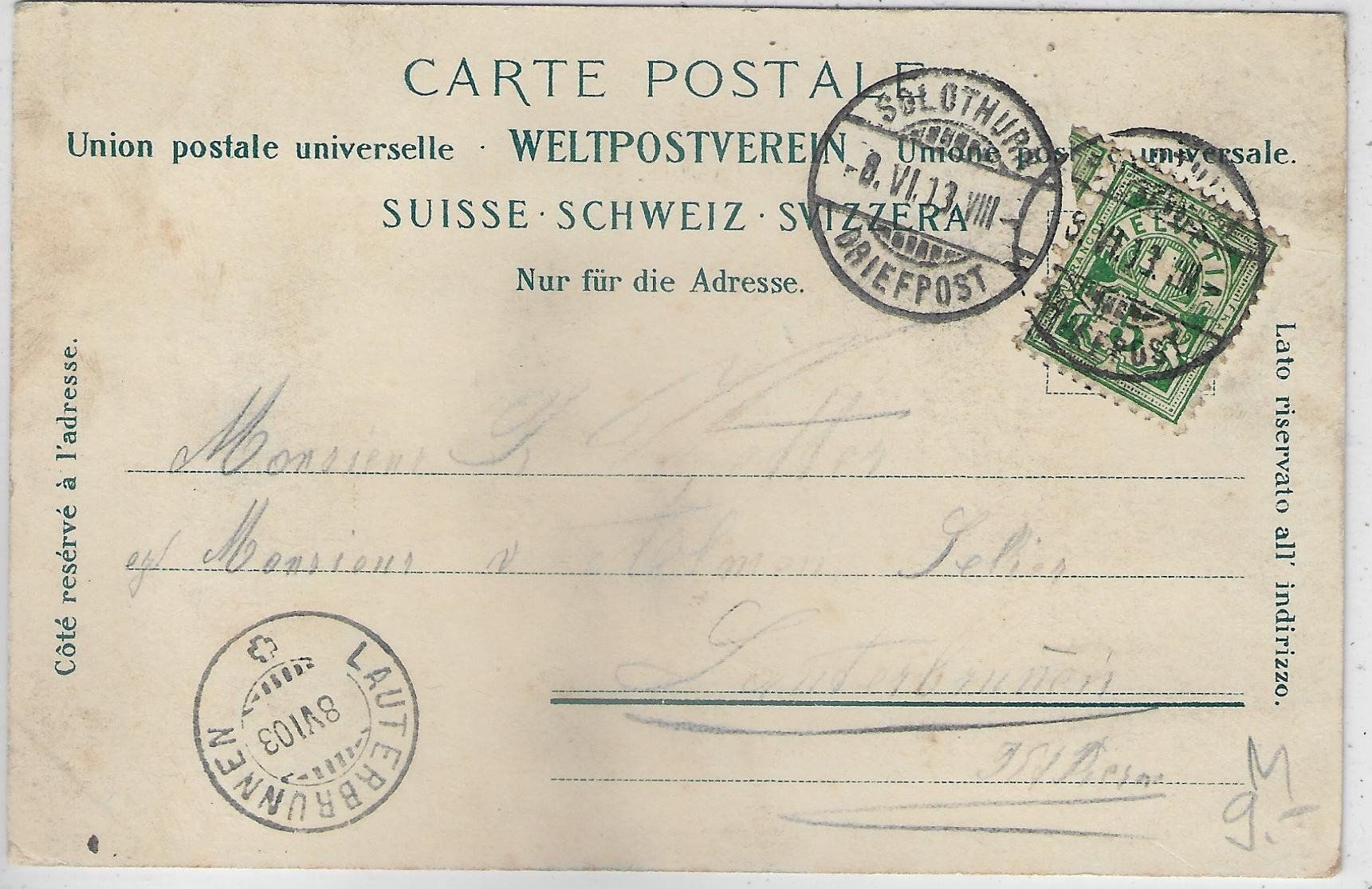 Cartoline postali: Solothurn - Zeitglockenturm mit Pferdegespann – Usato da Ettingen venduto da Kartenplanet 1
