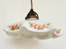 Original weisse Opalglas Deckenlampe mit Dekor E27 Fassung