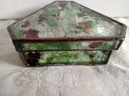 Vintage Schmuckschatulle aus Glas und Metall Dreieckig
