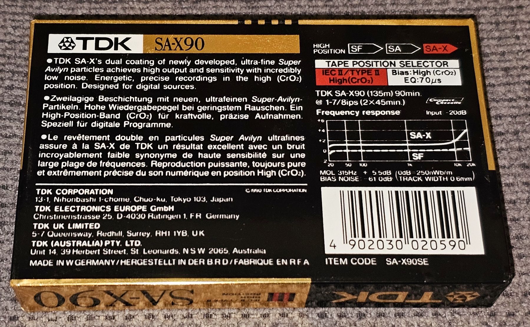 Musicassette: TDK"SA-X90" top chromium cassette audio – Nuovo e nell'imballaggio originale da LAUSANNE venduto da Mistersound 3