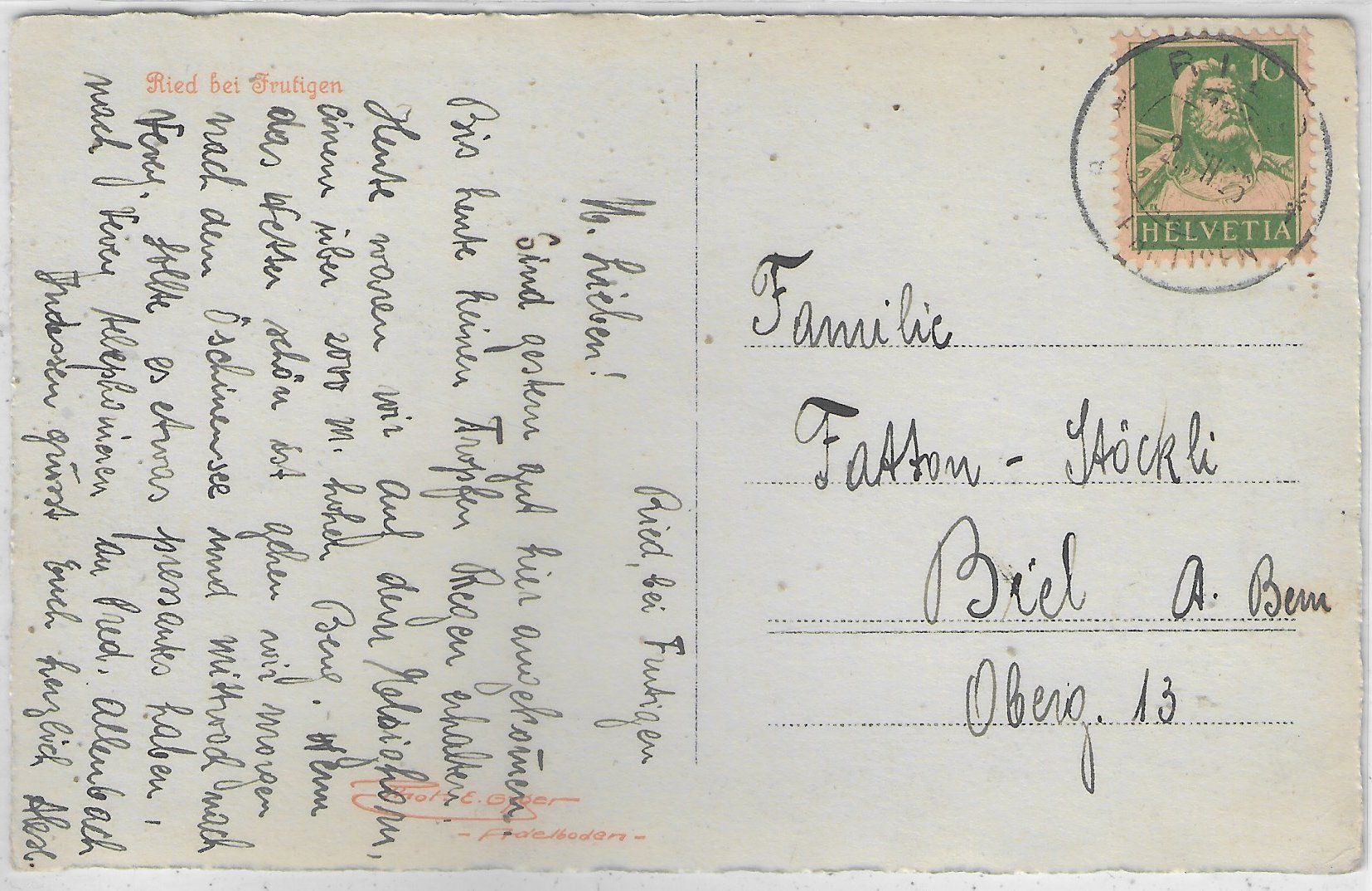 Cartoline postali: Ried bei Frutigen - Photo: E. Gyger – Usato da Ettingen venduto da Kartenplanet 1