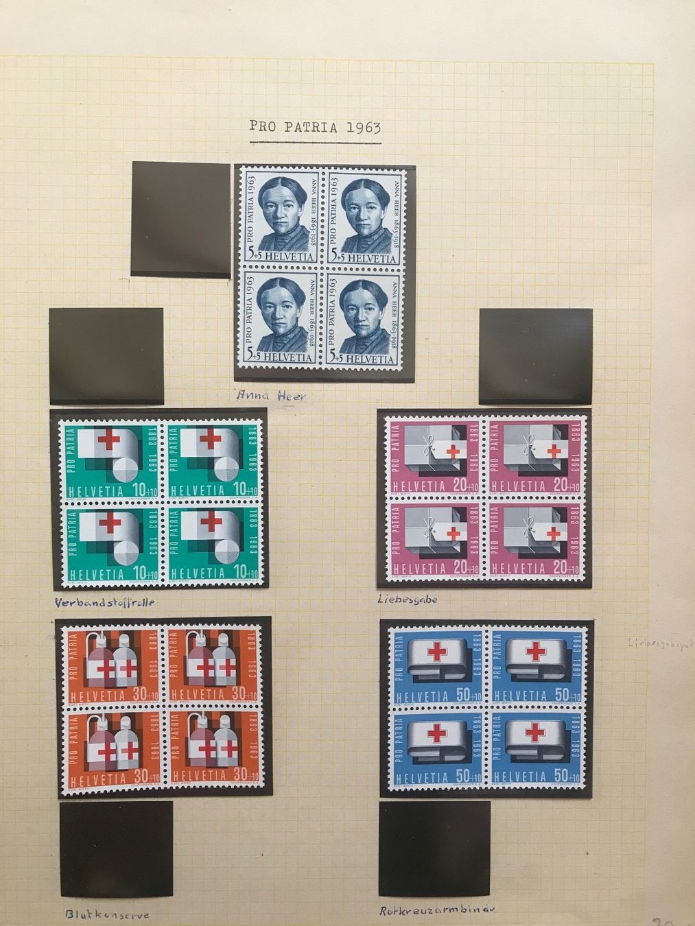 Alle Briefmarken: 1963, Pro Patria 4er Block Serie ** – Gebraucht aus stäfa von brandy66
