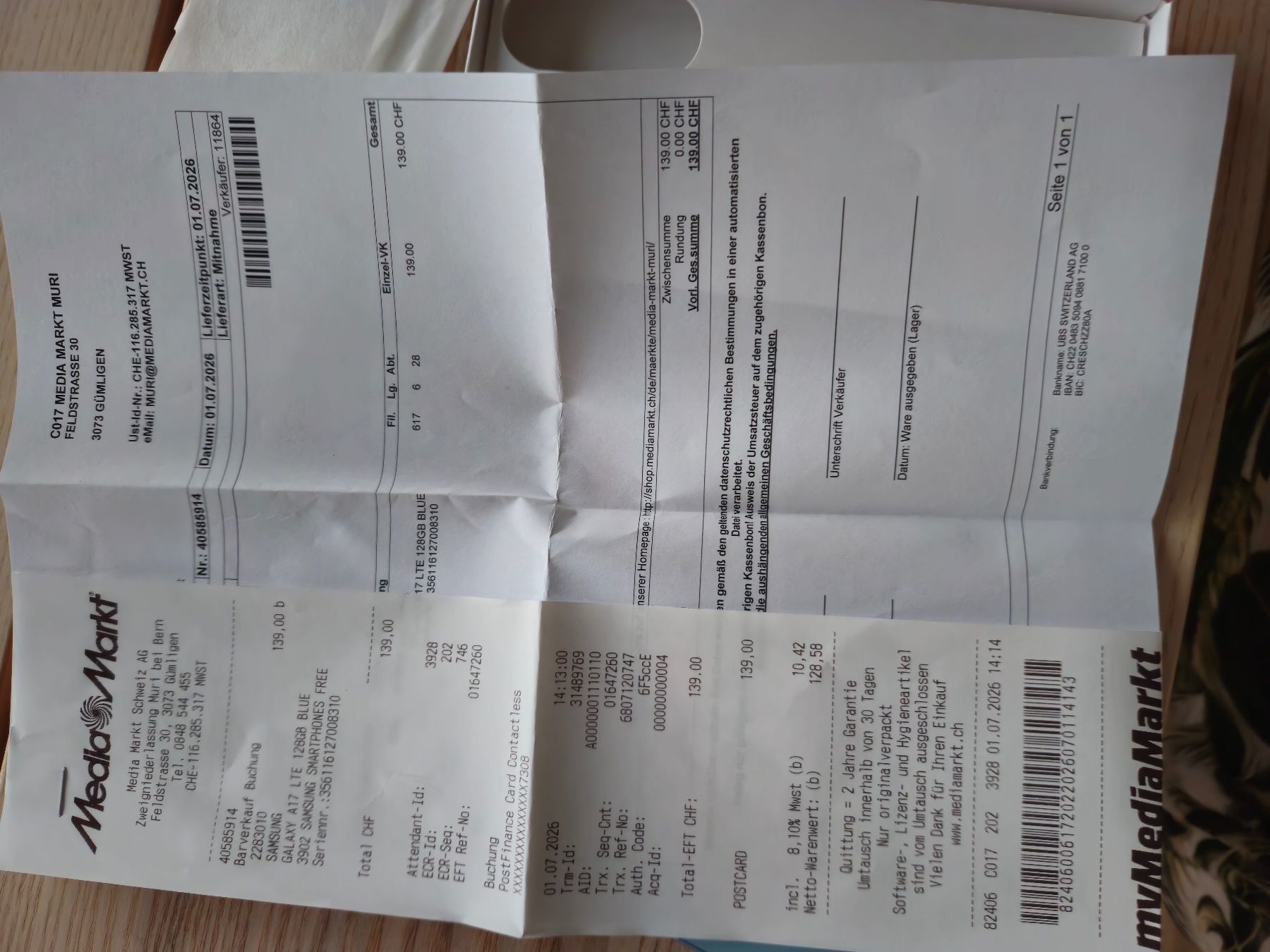 Samsung Portables: Samsung Galaxy A17 Lite  blau, neu – Neuf (Voir description) à Münsingen par Strawberry 1