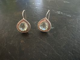Ohrhänger Silber 925 mit grünem Stein Tropfenform