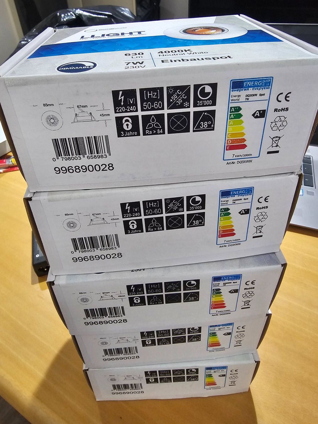 Lampadari & plafoniere: LLight Einbauspot 7W 4000K 630Lm 5 Stück – Nuovo e nell'imballaggio originale da Zollbrück venduto da gueschu01
