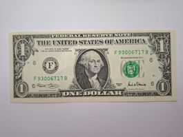 1 Dollar 2001 US Fehldruck Schnittfehler - Miscut Error Note
