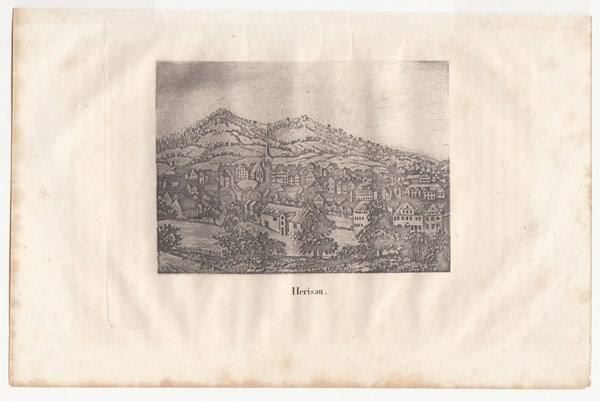 Incisioni: HERISAU, APPENZELL, AQUATINTA UM 1840 – Antico da Grüningen venduto da Kartensammler 2